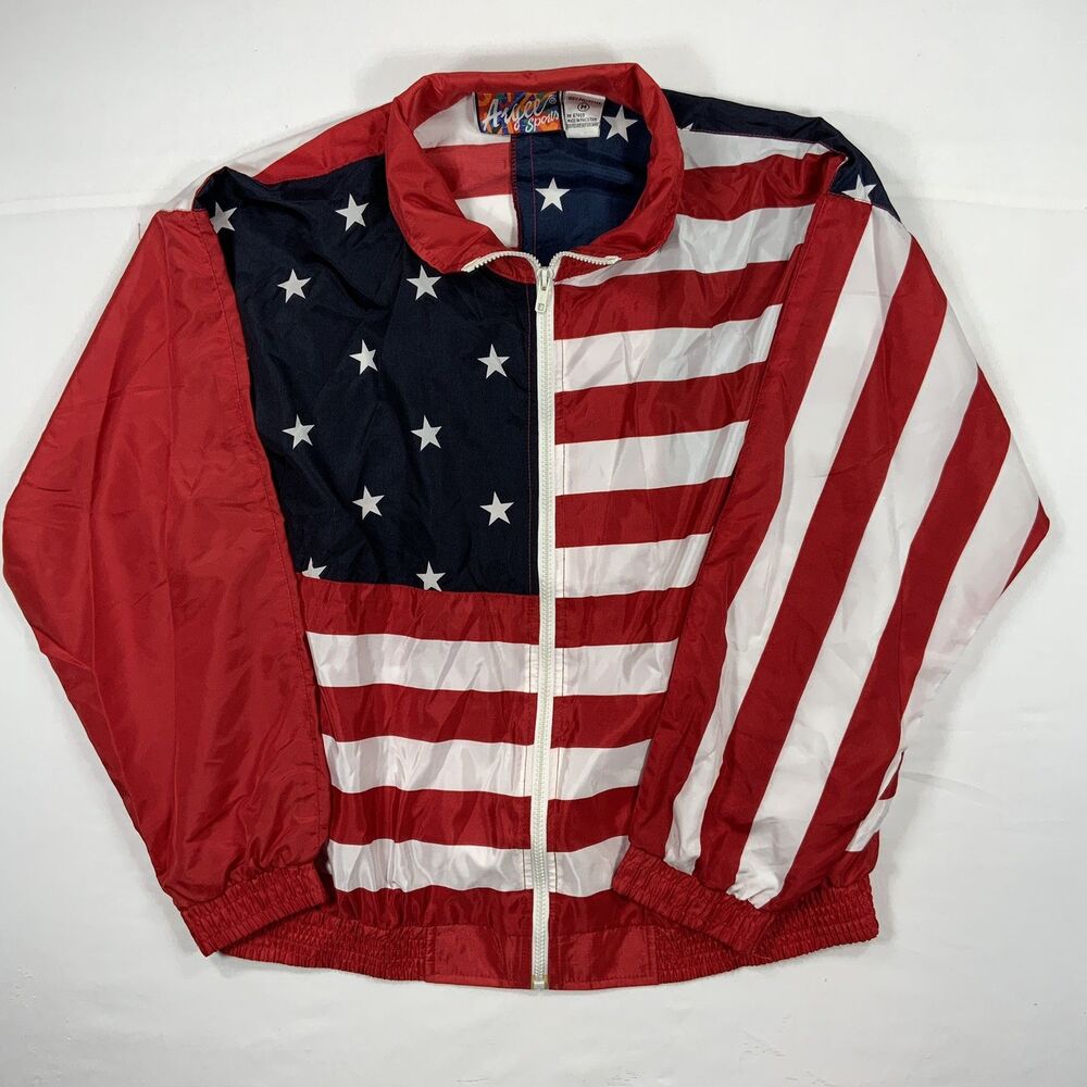 Argee Sports Unisex Adults American Flag Full-Zip Windbreaker Sz M America 250